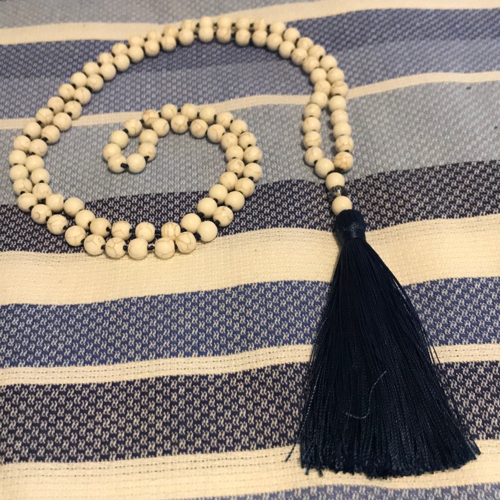 Moon & Lola navy tassel necklace